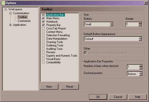 Toolbars Dialog Form